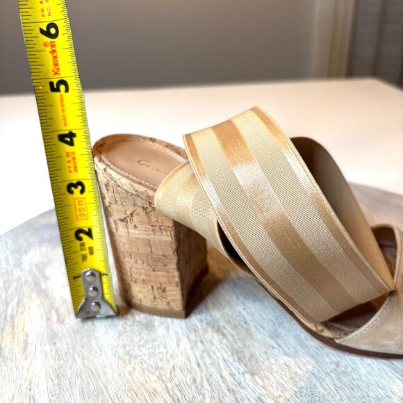 Gianvito Rossi Suede Cork Sandals Elastic Ankle Strap Beige 38.5 US 8.5 Italy - Picture 13 of 13